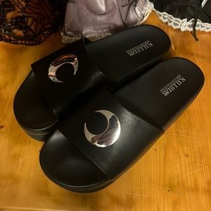 Killstar crescent moon platform slip ons.